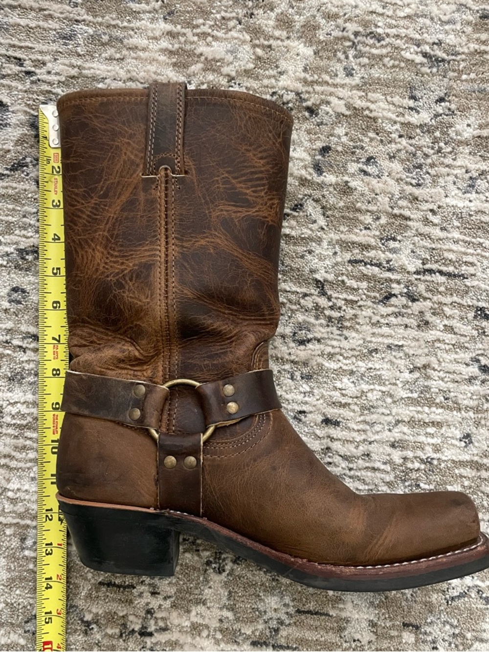 Frye 12R Harness Boots 77300 Brown Distressed Leather USA Size 10 M Womens - Picture 14 of 14